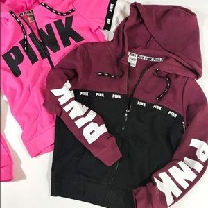 Victoria’s Secret PINK Burgundy Zip Up Hood Jacket